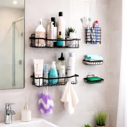 Nayasa Zenova, Bathroom Shelf Set of 5, No Drill Wall Mounted Organizer