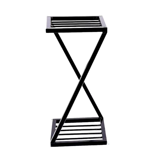 Image of NAYRA Metal Stylish New Z Shape X Shape Metal Planters Stand | Black Stand Strong Legs Perfect Stand for Planter Indoor 