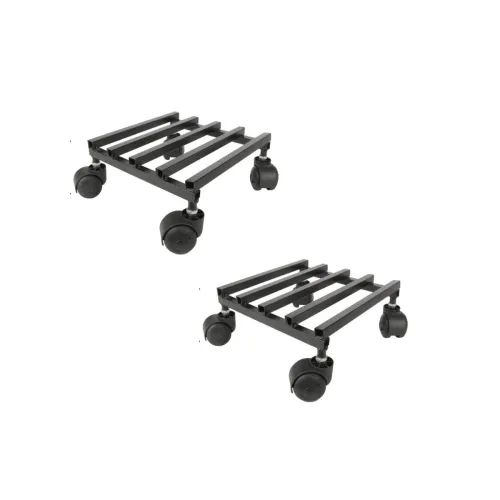 Image of NAYRA Black Metal Wheels Planters Square Shape Stand 