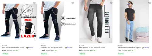 Image of N Club Men's Jeans upto 86% Discount