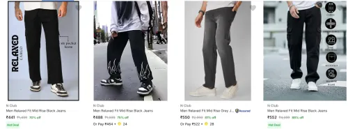 Image of N Club Men's Jeans upto 88% Discount