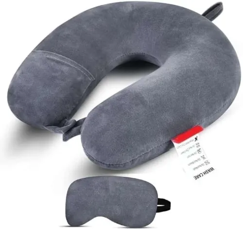 Image of JSR_MART Velvet Neck Pillow Eye Mask Set