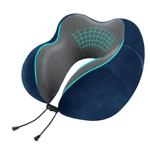 Image of Neck Pillow for Travel Comfortable Memory Foam Support Soft Washable Cover