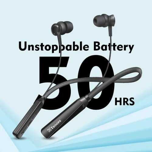 Image of Neckband Bluetooth Earphones with 10mm Drivers,Music 50 Hours Playtime