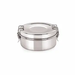 neelam Stainless Steel Round Double Decker Lunch Box-450 ml, Hot & Cold Leak-Proof, Compact & Durable, Perfect for Offic