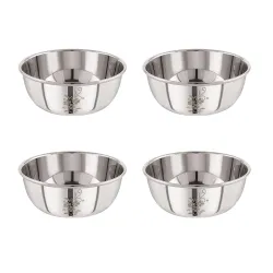 neelam Stainless Steel 5.5, 22 Gauge Lazer Etching 200 ml Vati, Set of 4, Dinner Bowl Katori Serving Vati, Durable Quality, Elegant, Perfect for Serving Snacks, Desserts, and Condiments
