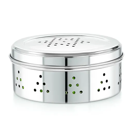 Image of Neelam Stainless Steel Coriander Dabbas with Air Ventilation Size No.8