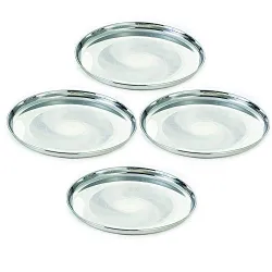 Neelam Stainless Steel Diamond Buffet Plate (Set of 4)