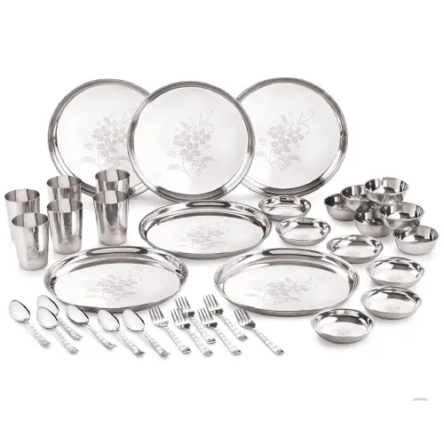 Image of Neelam Stainless Steel Dinner Set, 24 Gauge Durable Quality, Laser Etching 36 Pcs, Dishwasher Safe,