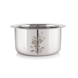 Neelam Stainless Steel 10, 22 Gauge, Induction & Gas Stove Friendly, Laser Etching Flat Bottom Tope/Patila/Topiya, 1100 