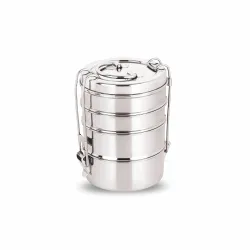 neelam Stainless Steel Lunch Box/Tiffin with Locking Clip, 4-Tier Container