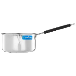 Neelam Stainless Steel 12, 22 Guage, Sauce Pan (2.0 ltrs), Wire Handle, Induction Bottom, Ideal for Induction, Gas Stove, Cermaic & Electro, Serving & Cooking Purpose, Ideal for Sauces, Soup...