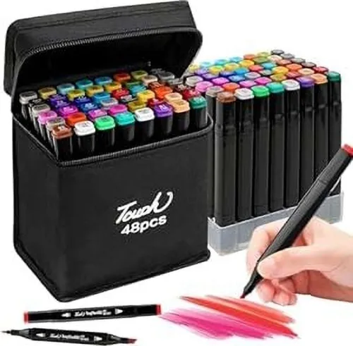 Image of NEEV ART Art Markers 48 Colours with Carrying Case for Painting Sketching