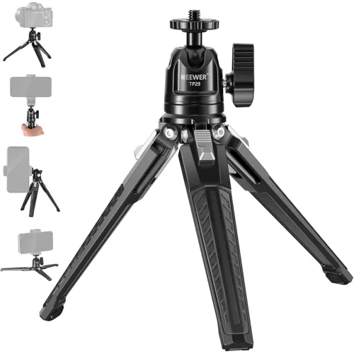 Image of NEEWER Metal Tabletop Mini Tripod with 360Ã‚° Ball Head, Support Vertical Shooting & Hand Grip, Portable Travel Tripod S