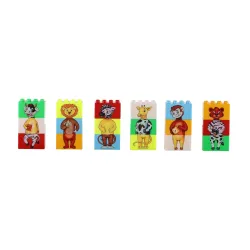 Negi Play Blocks Mix & Match Animals for Kids 6 Buildale Animals Block Puzzles Includes Zebra, Bear, Giraffe, Monkey, an