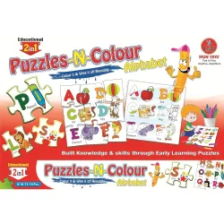 Negi Educational Alphabets Puzzle-N-Colour 2 in 1,Reusable Fun Activity for Kids,Colour It and Wipe It Off! (Alphabets)