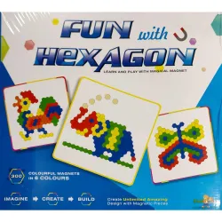 Negi Fun with Hexagon Big Magnetic Puzzle for Kids,300 Pieces in 6 Colours