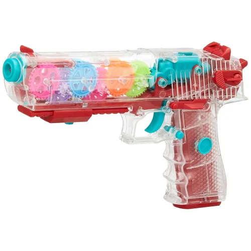 Image of Negi Gear Gun Mechanical Gear Structure Transparent Barrel Comfortable Feel Gear Rotation for Kids Transparent Barrel Co