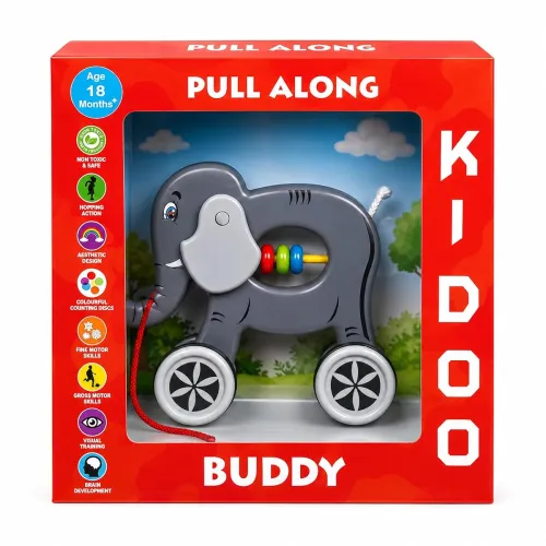 Image of Negi Pull Along Buddy Elephant Toy for Kids 18 Months