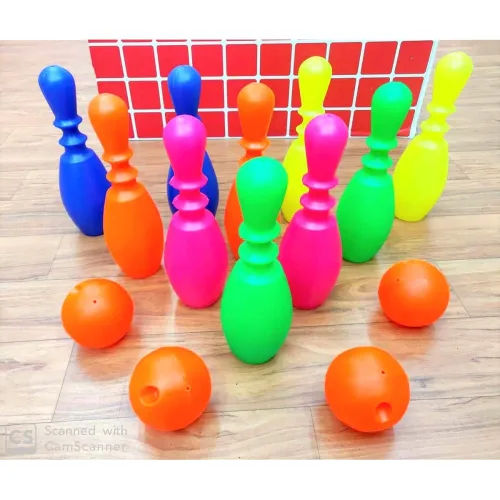 Image of Negi Big Plastic Bowling Set with 6 Pillars and 2 Ball Set (XXL Bowling Set of 6),Multicolor