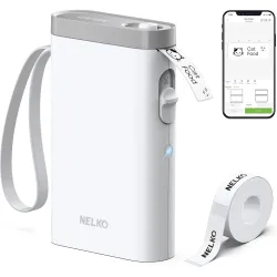 Nelko P21 Label Maker Machine with Tape, Bluetooth Label Printer, White