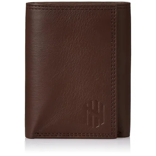 Image of Nelle Harper Men's Leather Trifold Wallet, Dark Brown