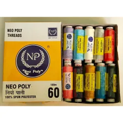 Neo Poly 60 Sewing Thread | 100% Spun Polyester | 180m Tubes | Pack of 20 | Strong & Durable Tailoring & Embroidery Thre
