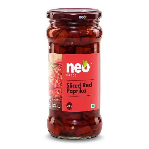 Image of Neo Sliced Red Paprika 350g I 100% Plant Based I Ready-to-Eat Fibre-Rich Topping for Pizza, Pasta, Burger, Snacks and Sa