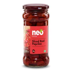 Neo Sliced Red Paprika 350g I 100% Plant Based I Ready-to-Eat Fibre-Rich Topping for Pizza, Pasta, Burger, Snacks and Sa