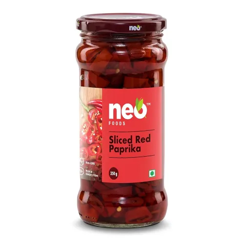 Image of Neo Sliced Red Paprika 350g I 100% Plant Based I Ready-to-Eat Fibre-Rich Topping for Pizza, Pasta, Burger, Snacks and Sa