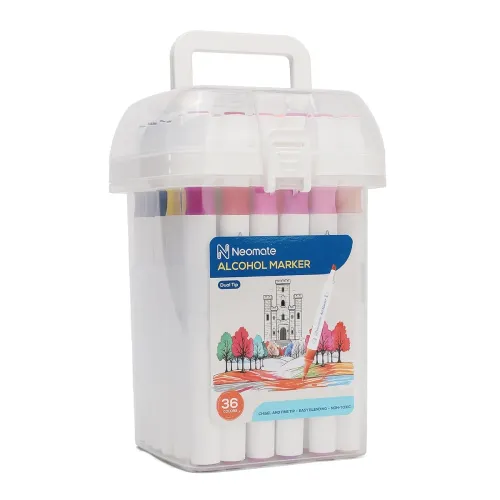Image of Neomate Alcohol Markers Set | Double-Tipped Chisel & Fine Alcohol-Based Marker | 36 Vibrant Colors for Art, Illustration