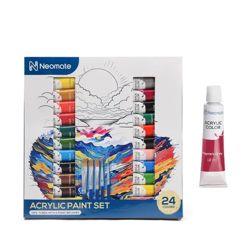Image of Neomate Acrylic Paint Set (24 x 12ml Tubes, Multicolor)