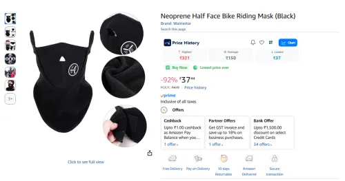 Image of Neoprene Half Face Bike Riding Mask 