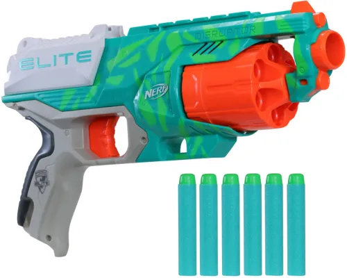 Image of Nerf Elite Disrupter Blaster - 6 Dart Rotating Drum, 6 Official Elite Dart