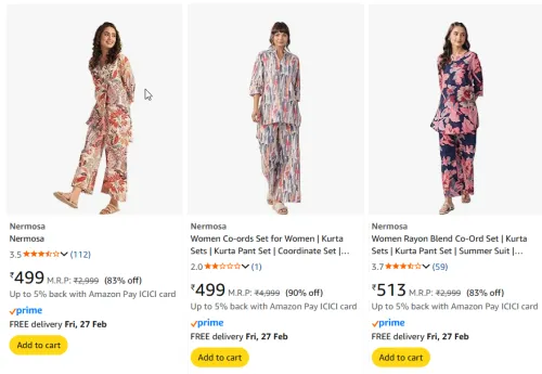 Image of Nermosa women co-ords set upto 90% discount 