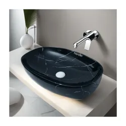 NEROBI Designer Ceramic Counter Top Wash Basin (24x15x6 inch)
