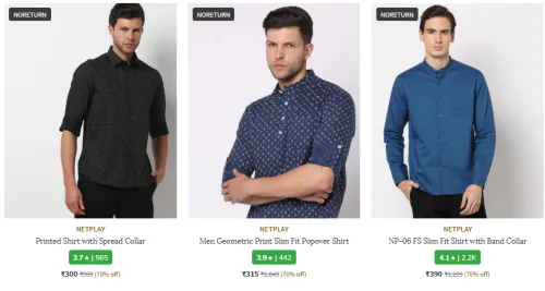 Image of NETPLAY Brand Men's Shirts @ Up to 70% Discount | Start ₹300