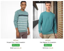 Netplay Men Sweatshirt Starting @ ₹210