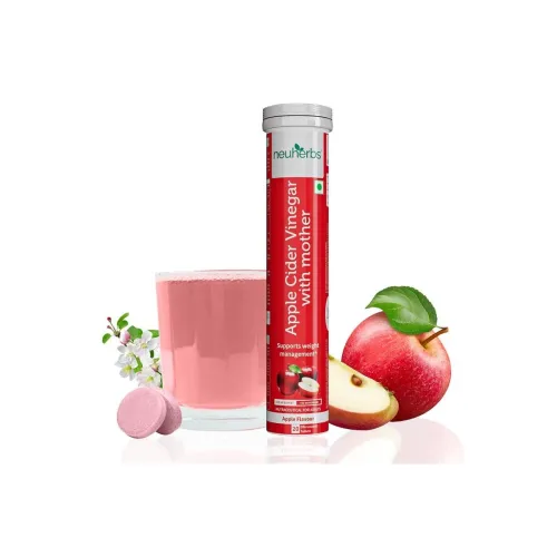 Image of Neuherbs Apple Cider Vinegar with Mother Effervescent Tablet | Weight Loss Supplement with Vitamin B6 & B12 | Zero Added