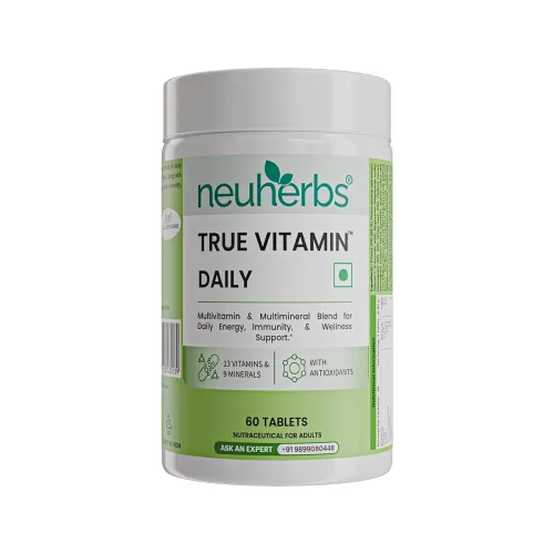 Image of Neuherbs Daily Multivitamin 60 Tablets |True Vitamin for Men & Women with Vitamin C, B12, D, Magnesium,Iron & Zinc | Sup