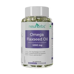 Neuherbs Flaxseed Oil Omega 3 6 9 Capsules 1000mg For Men & Women |