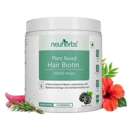 Image of Neuherbs Plant-Based Hair Biotin Powder – Blackberry Flavour, 125g
