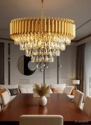 Nevika Gold Italian K9 Crystal 500mm Metal Hanging Chandilier for Living room