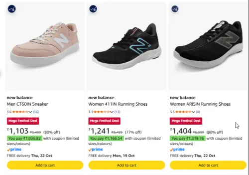 Image of new balance Shoes for men and women upto 80% Discount