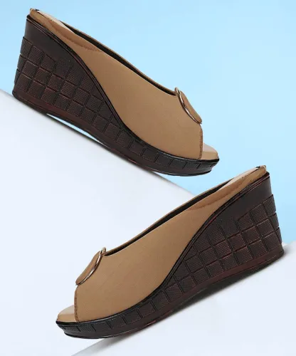 Image of New Club Women Heels Sandal (Khaki, Brown , 4)