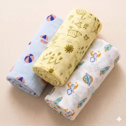 NEW COMERS® Cotton Muslin Baby Swaddle Set