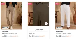  NEW Roadster Mens Leg Trousers Upto 85% OFF