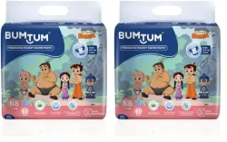 Bumtum Chota Bheem New Born Baby Diaper Pants, 60 Count, Leakage Protection Infused With Aloe Vera, Cottony Soft High Absorb Technology (Pack of 2)
