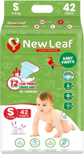 Image of Newleaf Baby Diaper Pants 12hrs Absorption, ADL Techno, Small (5-8kg), Jumbo Pack of 1 - S (42 Pieces