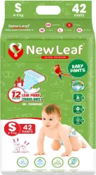 Newleaf Baby Diaper Pants 12hrs Absorption, ADL Techno, Small (5-8kg), Jumbo Pack of 1 - S (42 Pieces